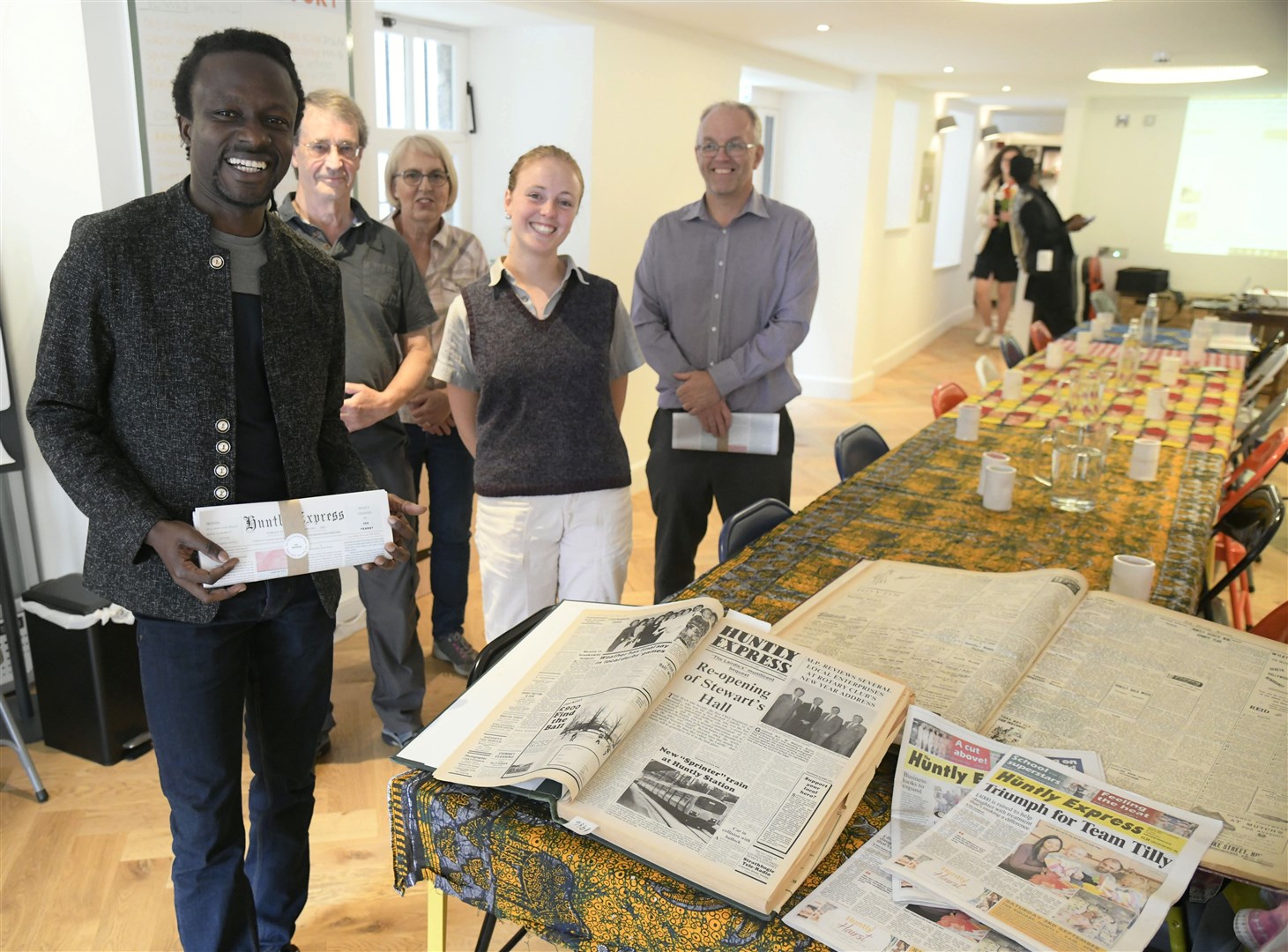 Left to right: Ayo Akinwande, Dan _____, Pat Scott, Jess Carnegie and Chris Saunderson at the Huntly Express Archive launch...Picture: Beth Taylor.