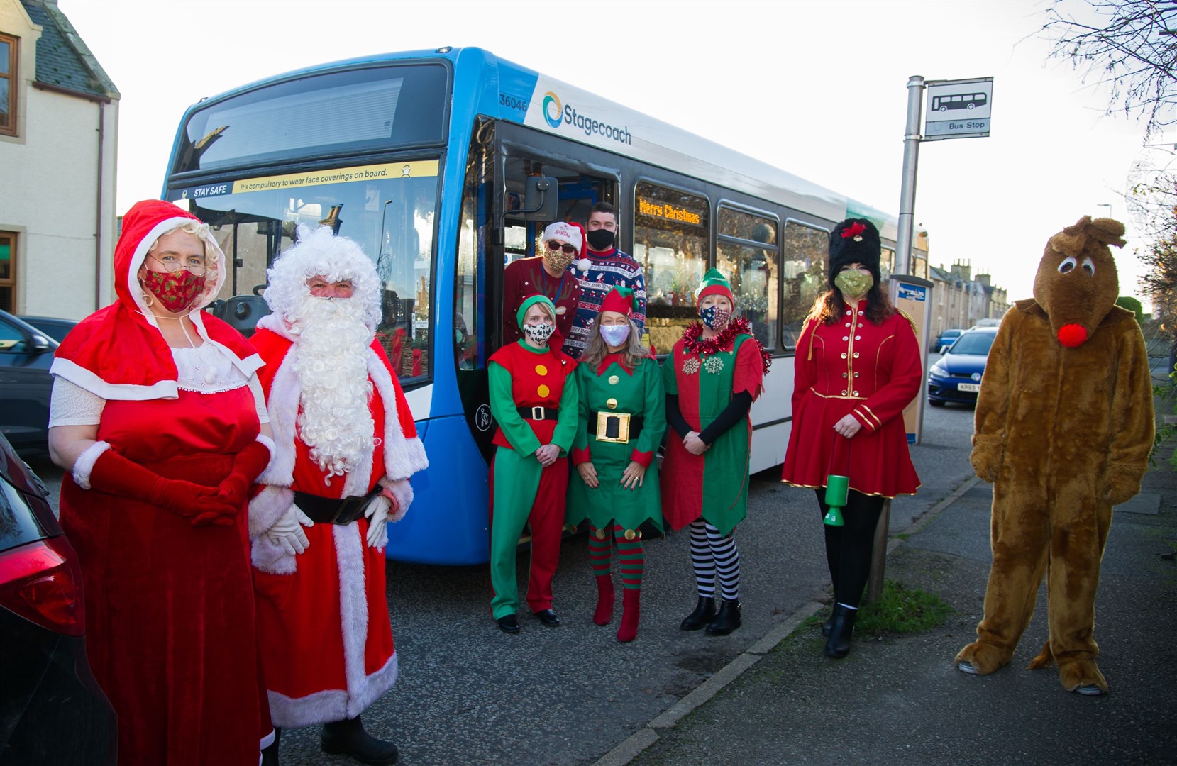 The organisers and helpers on the day at Stagecoah Santa Sleigh around Lossiemouth. Picture: Becky Saunderson