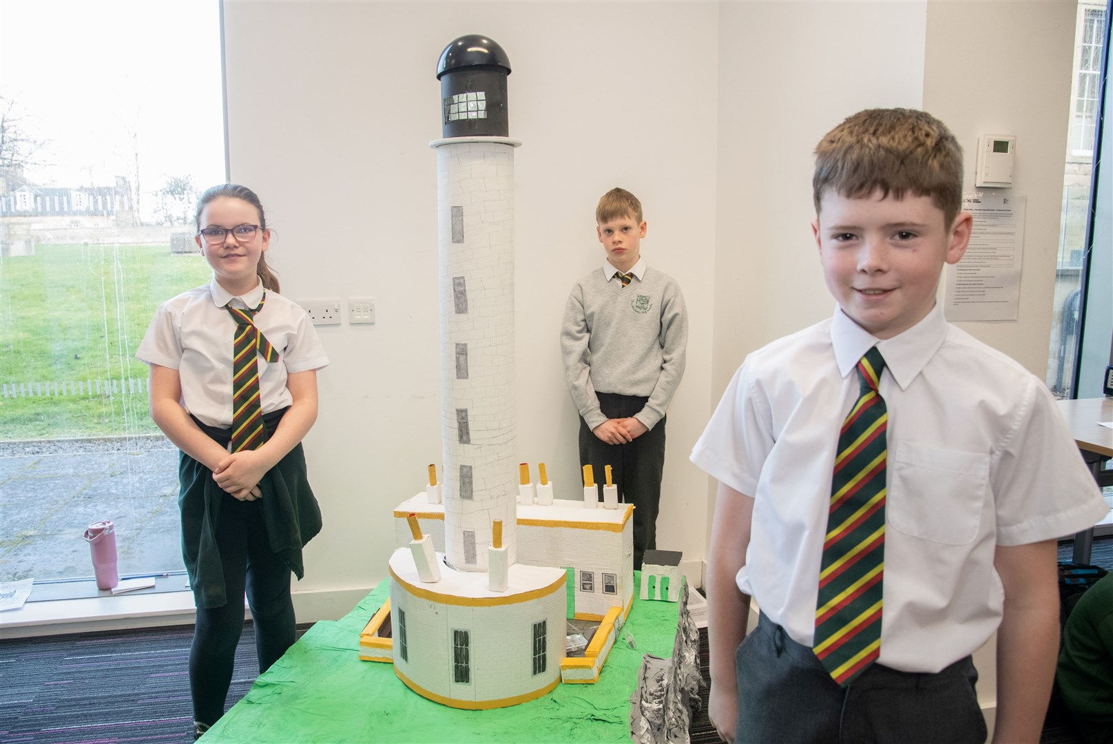 Greenwards PR pupils with their model of the Covesea Lighthouse. DYW Moray Primary School's Big Build Showcase, held at UHI Moray.Picture: Daniel Forsyth.