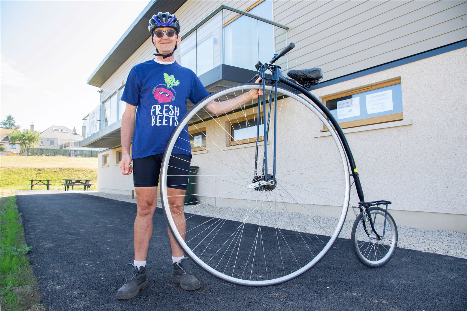 James Wilson will cycle from Lossiemouth to Aberdeen on his penny-farthing to raise cash for neurological research...Picture: Daniel Forsyth..