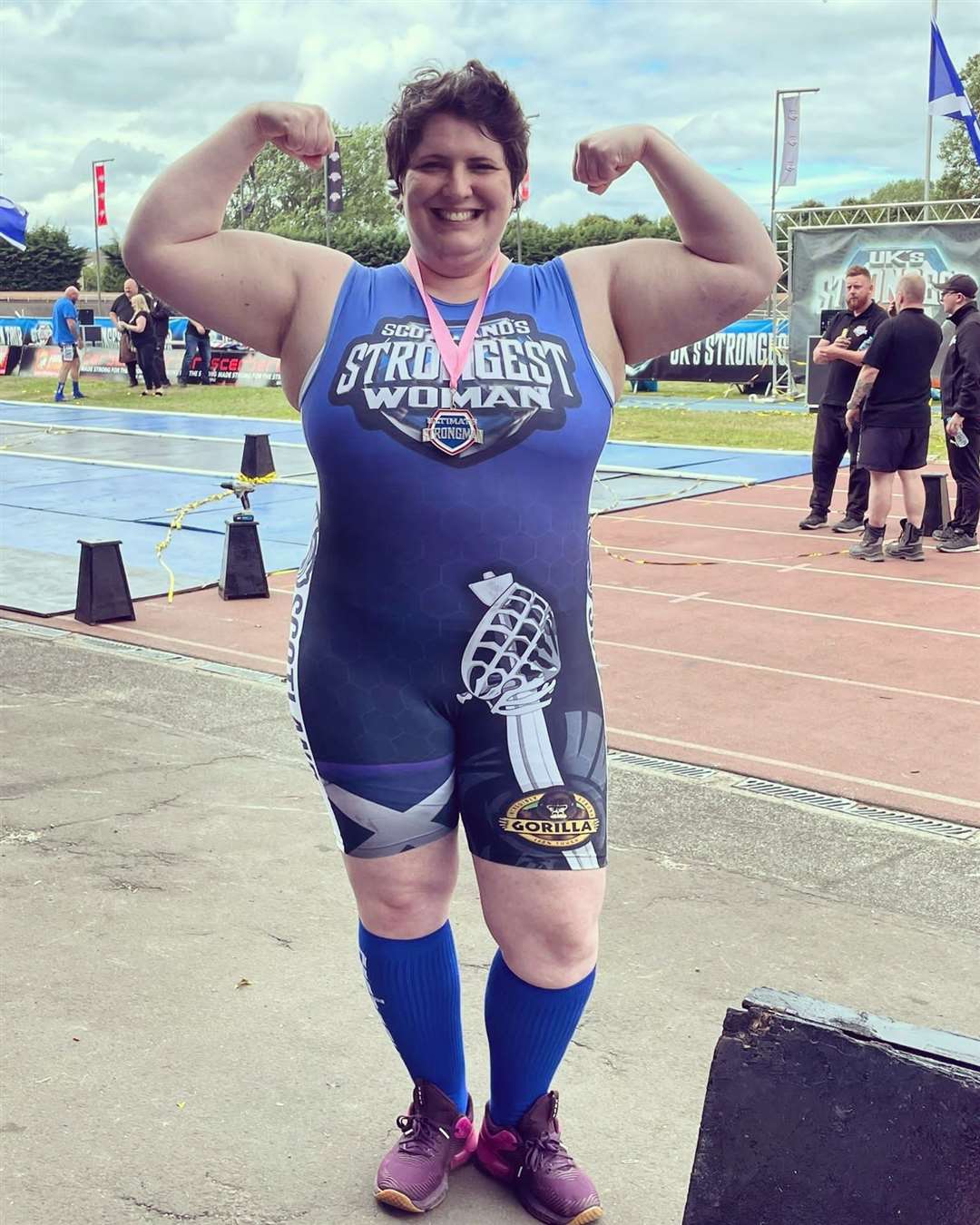 Steffie Murray proudly shows off her Scotland Strongest Woman after an inspirational display.