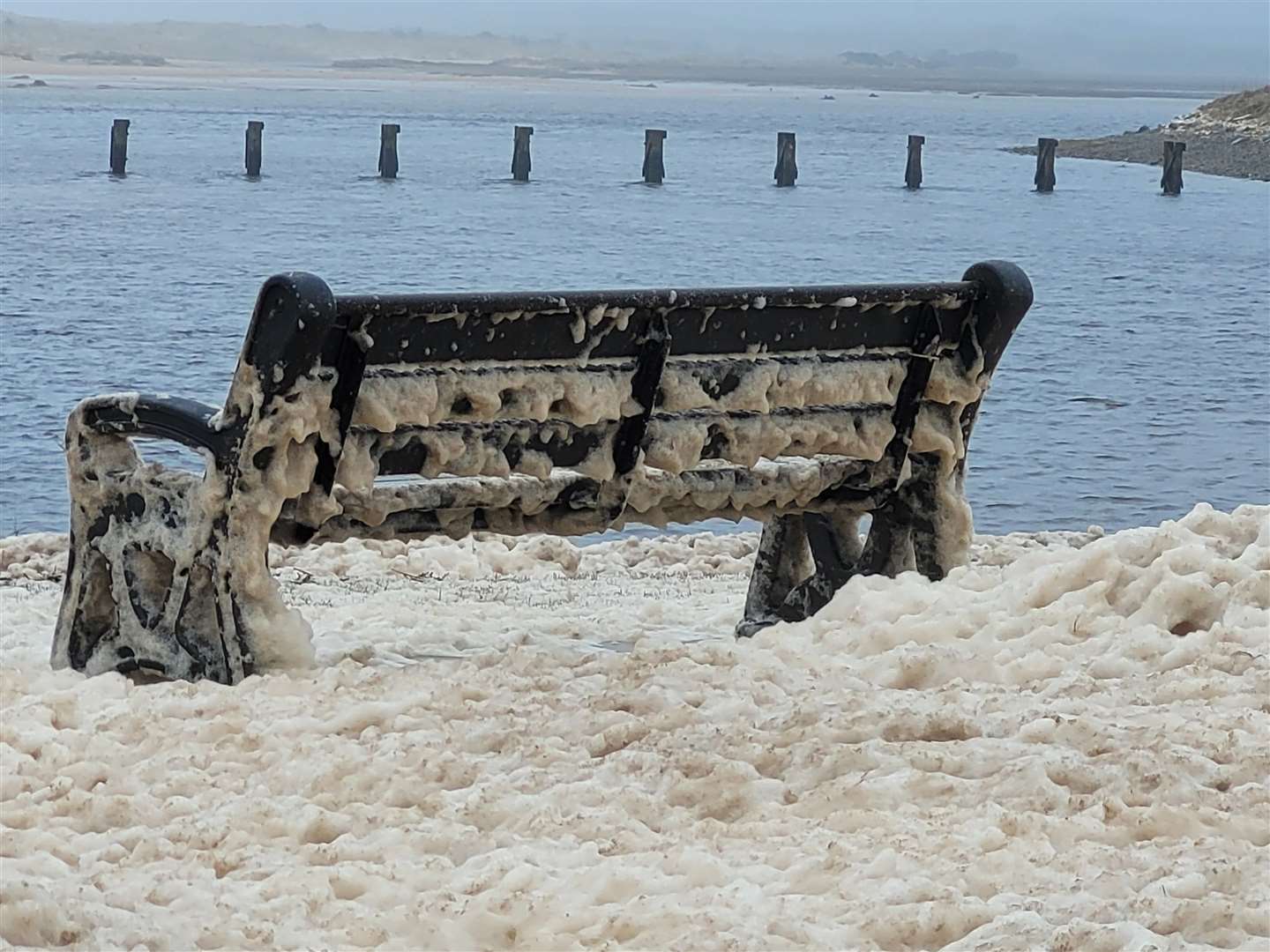 A wild and frothy Lossiemouth as captured by Northern Scot reader Hazel Thomson.