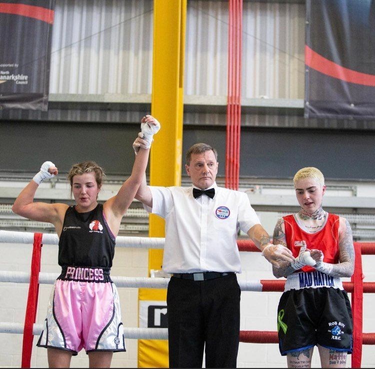 Megan Gordon gets her hands raised as she defeated Kelsey Hughes in the semi-finals.