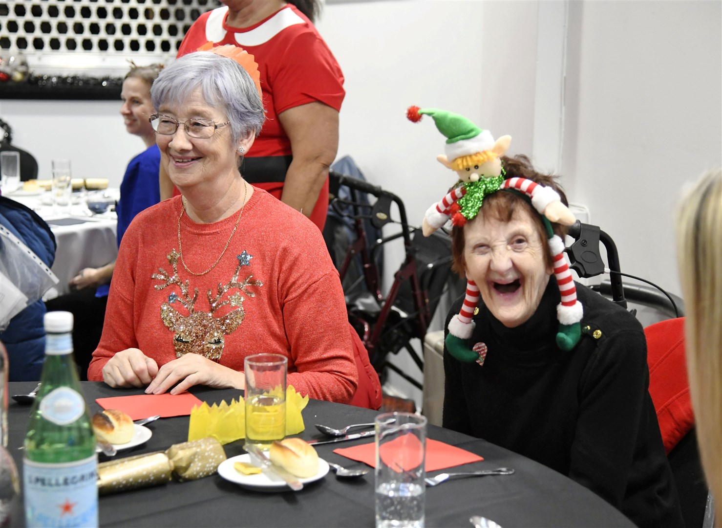 Manager of Andersons Care Home, Audrey Gill (left) and Roslyn Innes enjoying their time at Elgin City day out at Borough Briggs...Picture: Beth Taylor.