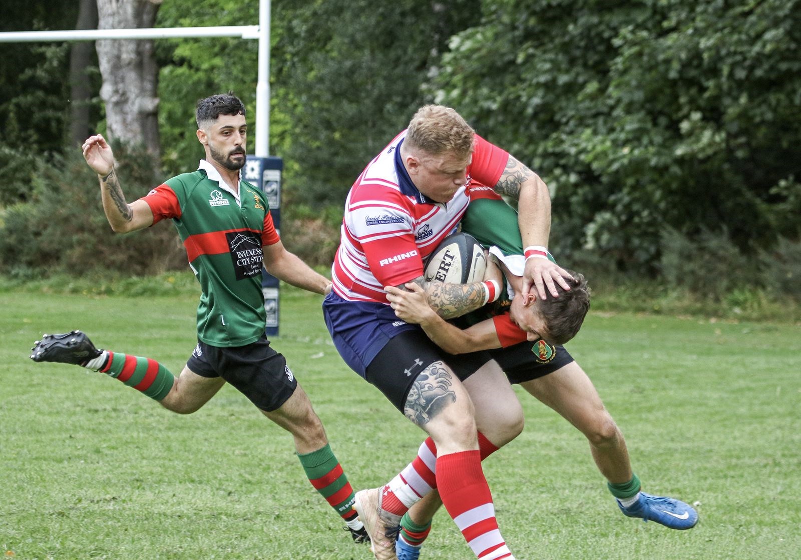Lewis Scott is tackled. Picture: John MacGregor