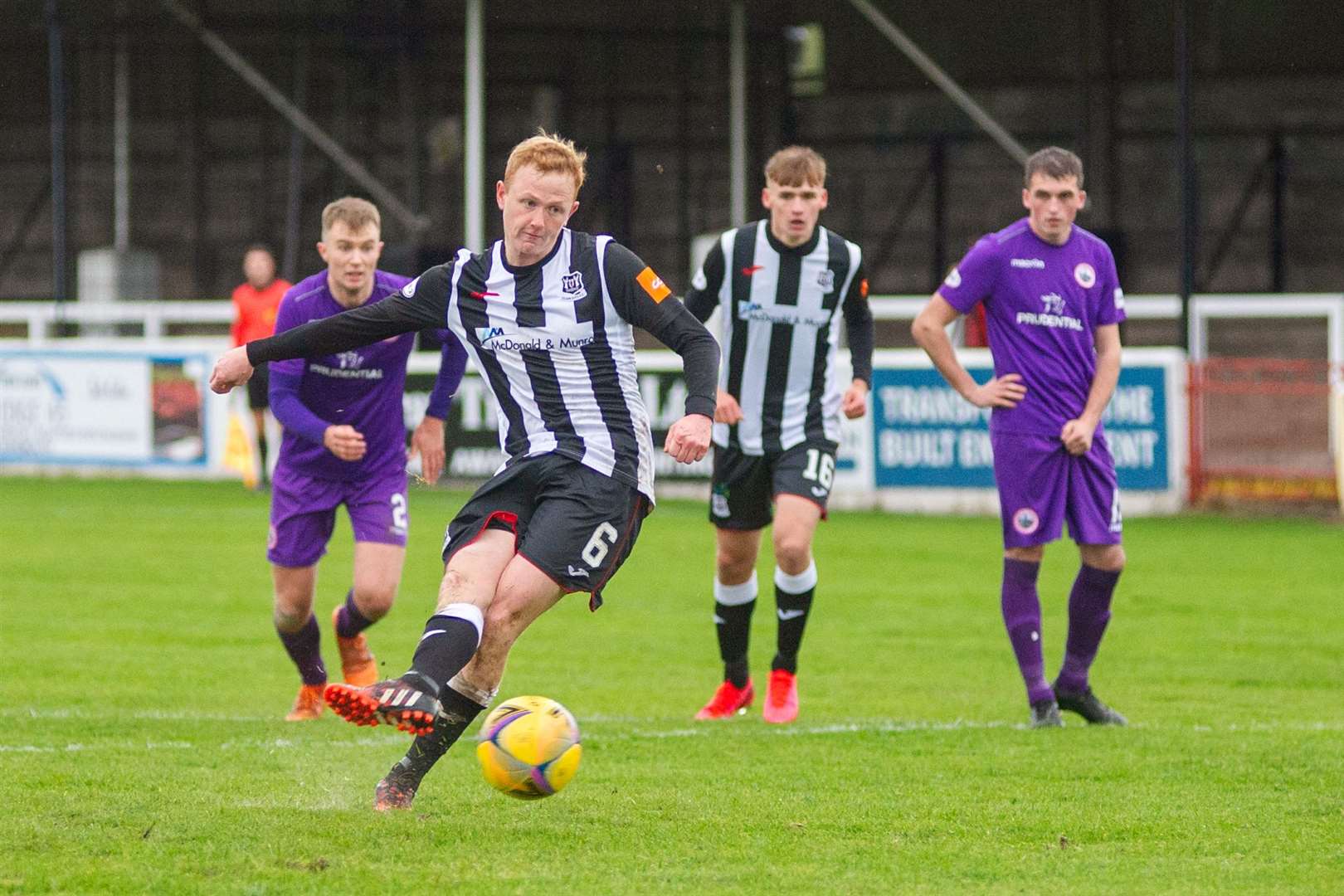 Russell Dingwall, pictured scoring a penalty in Elgin City's 2-0 win over Stirling last weekend, could soon be joined at Borough Briggs by his brother Tony. Picture: Daniel Forsyth..