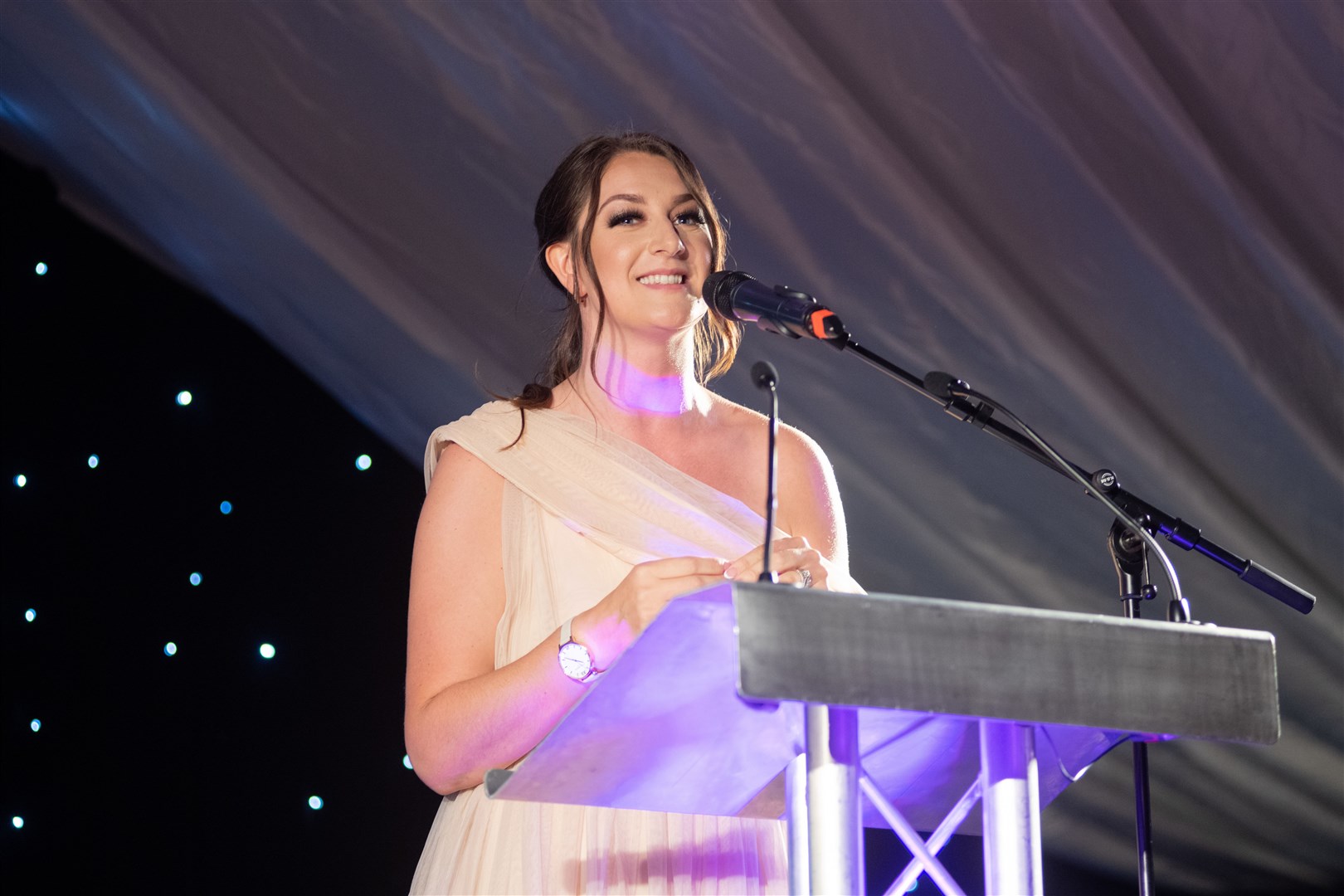 Sarah Medcraf at the 17th Annual Moray Chamber of Commerce Awards Dinner, held at Gordon Castle on Friday 30th September 2022...Picture: Daniel Forsyth..