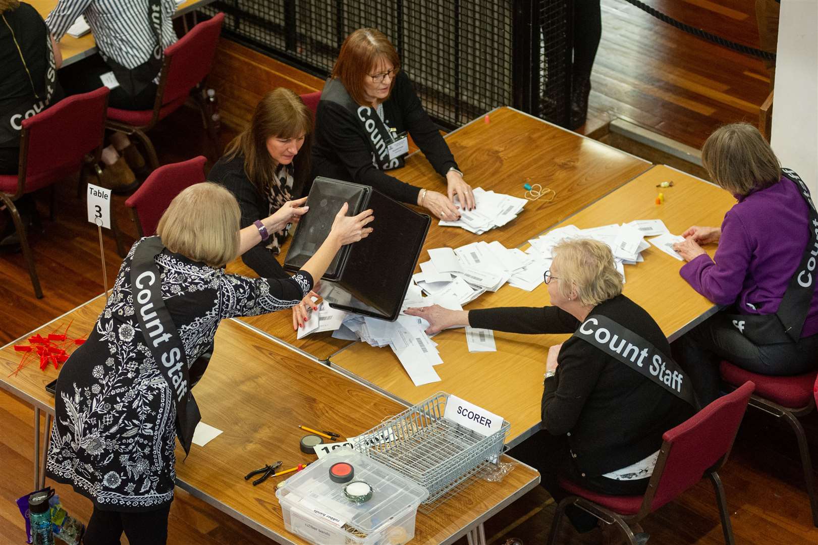 Votes are being counted at Elgin Town Hall at the moment. Picture: Daniel Forsyth