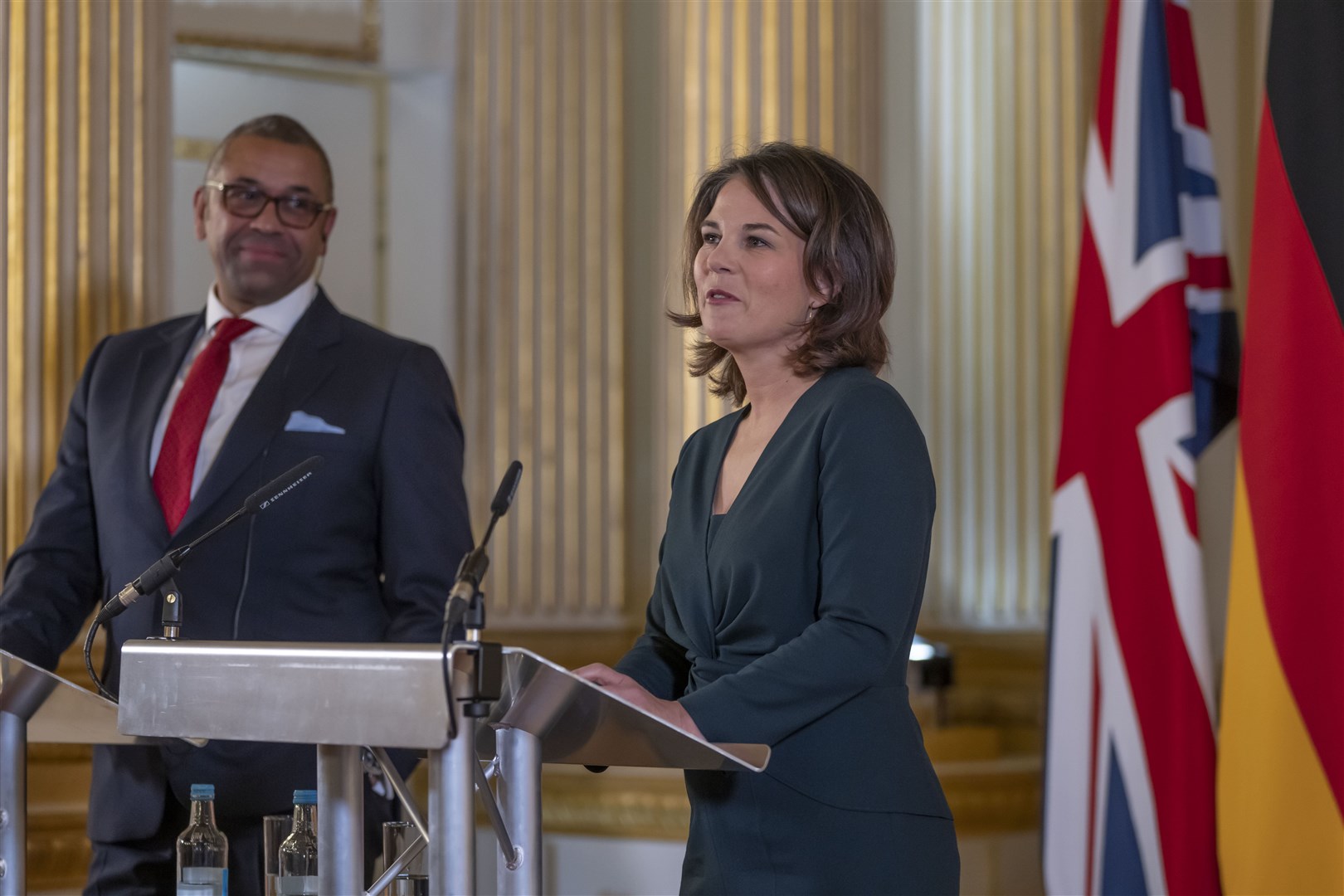 James Cleverly with German foreign minister Annalena Baerbock (Kin Cheung/PA)