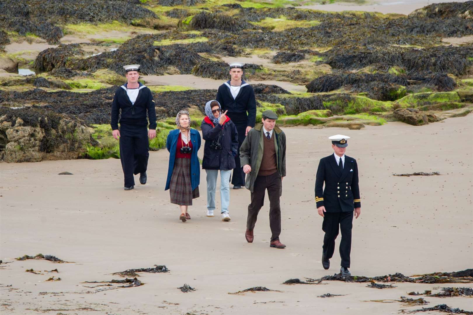Filming The Crown on Lossiemouth West Beach. Picture: Daniel Forsyth.