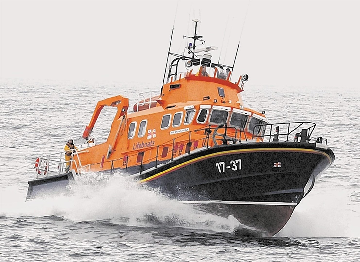 Buckie's RNLI lifeboat William Blannin and her volunteer braved atrocious weather to rescue the crew of a yacht..