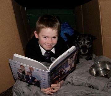 Aberlour's Charlie Kennedy (12) settles down for the night as part of the Sleep Out.