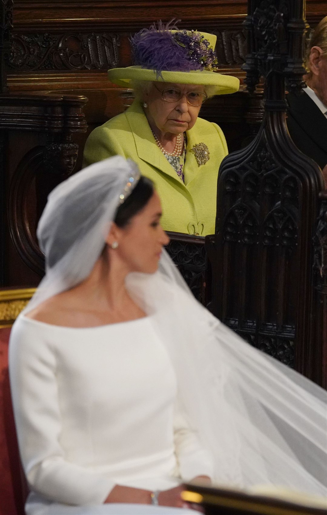 Queen Elizabeth II during the Sussexes’ wedding in 2018 (Jonathan Brady/PA)
