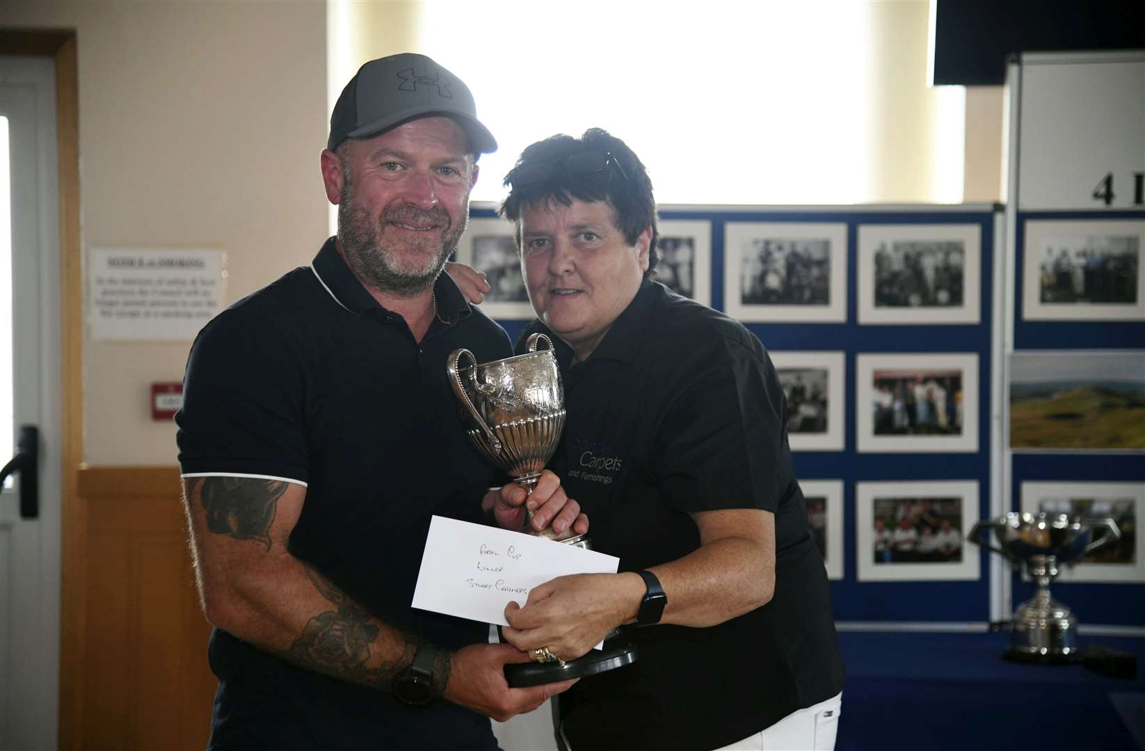 Gordon Cup winner Stuart Chalmers is congratulated by Meg Sievwright. Picture: Beth Taylor
