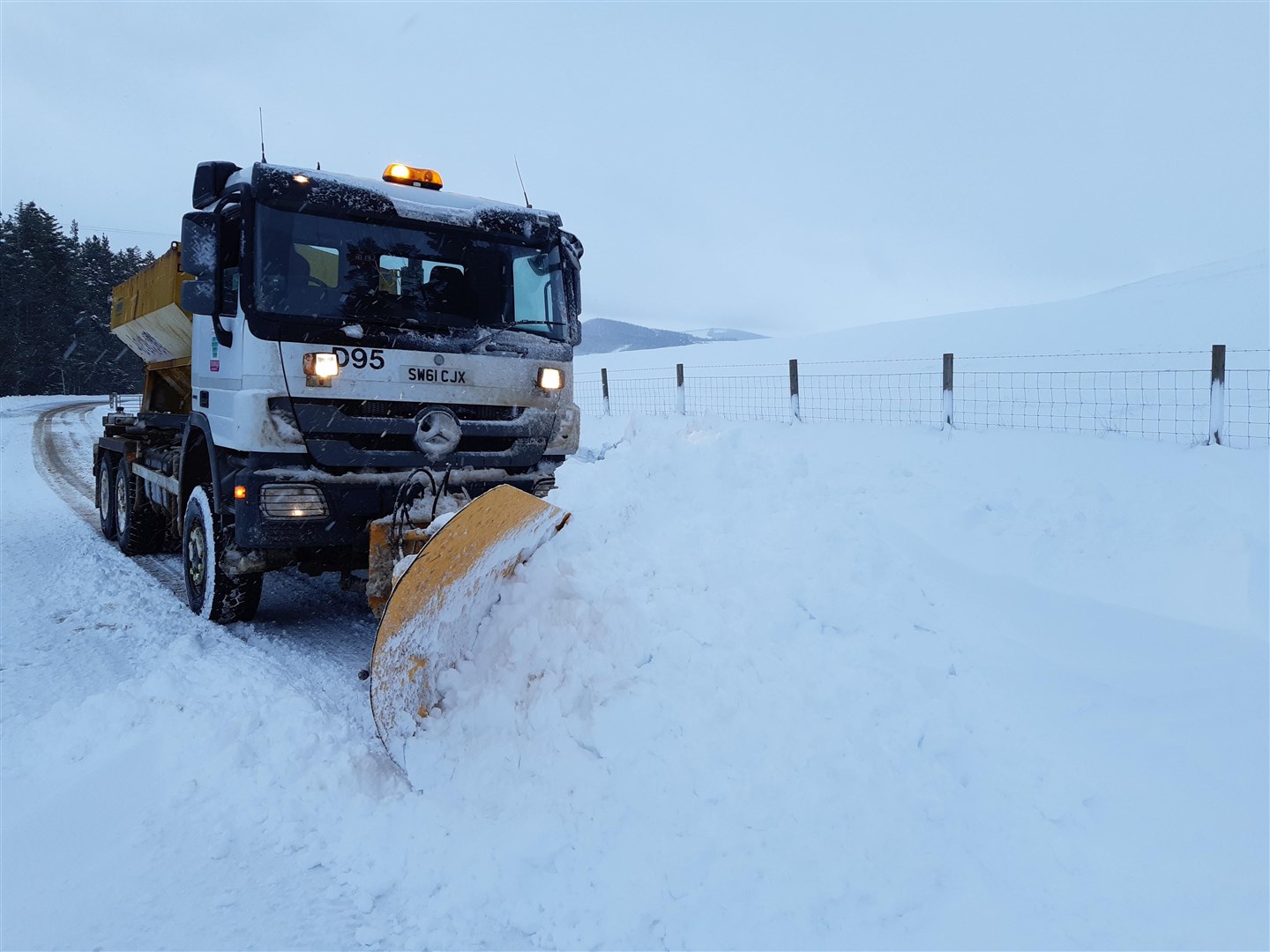 Roads around Tomintoul being cleared.