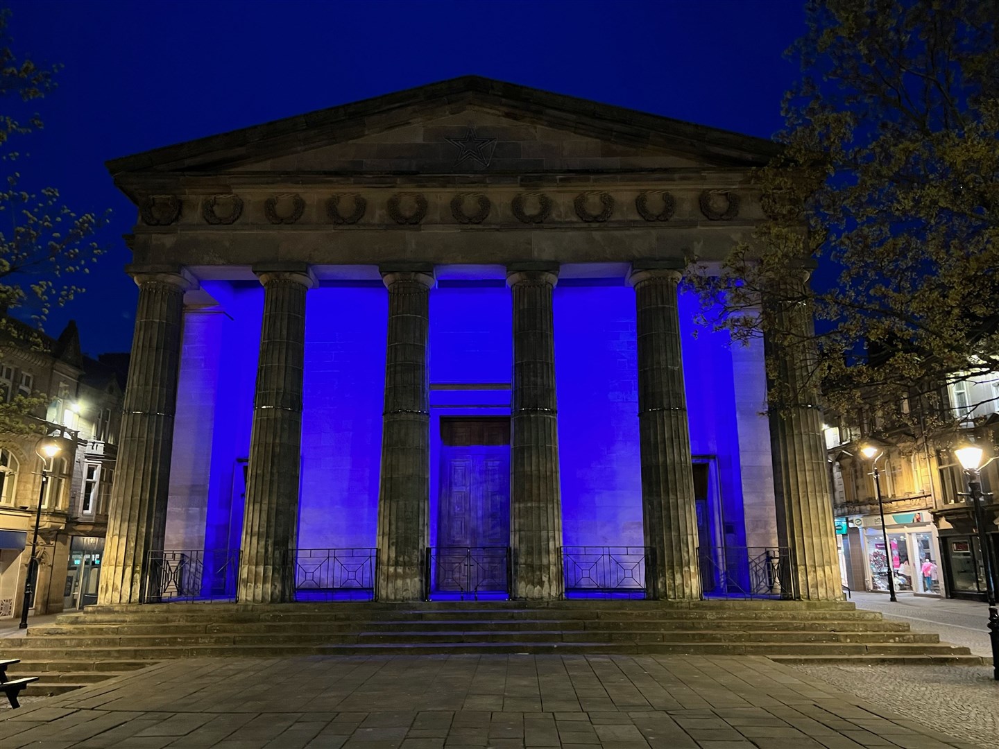 St Giles Church in the centre of Elgin was lit up to raise awareness of Parkinson's.