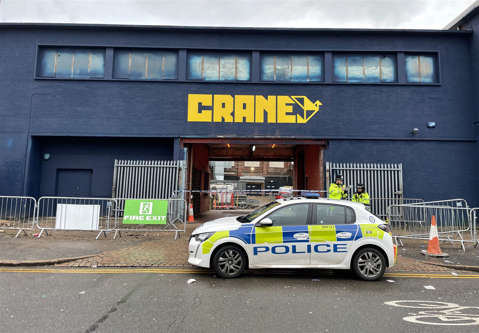 Police outside the Crane nightclub in Digbeth, Birmingham. (Phil Barnett/PA)