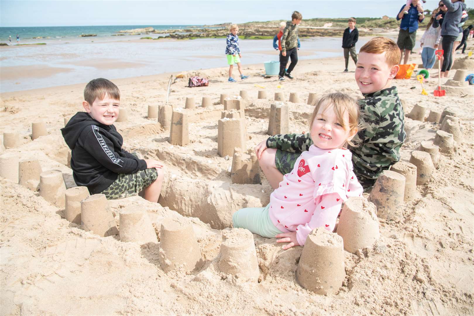 'Taylor's Towers' created by Leo, Lucy and Lucas Taylor at the Sandcastle Competition. Picture: Daniel Forsyth