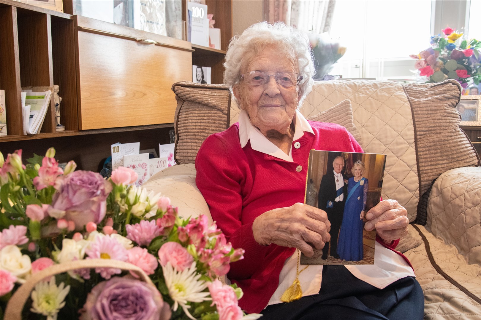 Molly McSheffrey celebrates her 100th birthday. Picture: Daniel Forsyth.