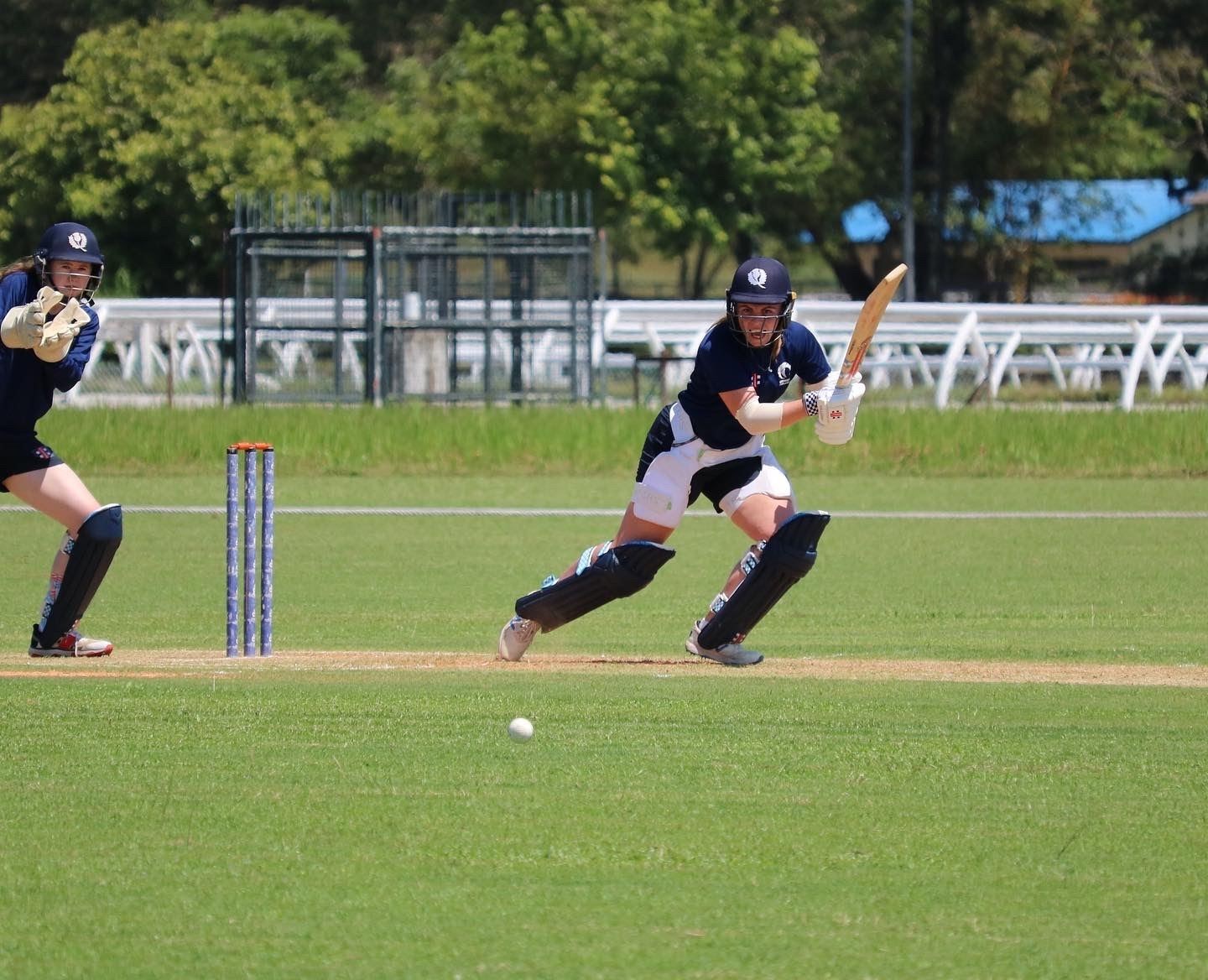 Ailsa Lister in action for Scotland international women's cricket team in Malaysia.