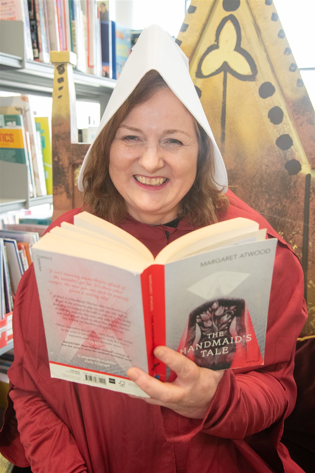 Librarian Shelagh Toonen as The Handmaid's Tale. Picture: Daniel Forsyth