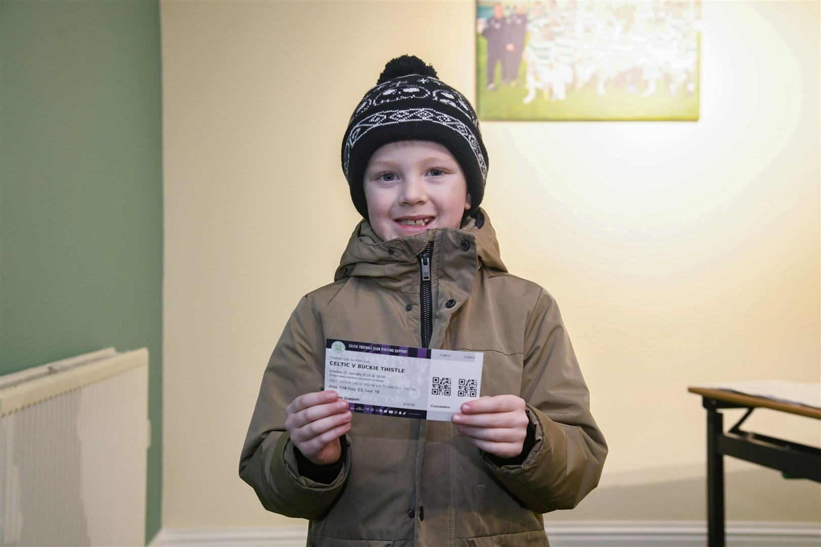 Zach Wood chuffed he's received his Celtic v Buckie Thistle cup tie tickets...Picture: Beth Taylor.