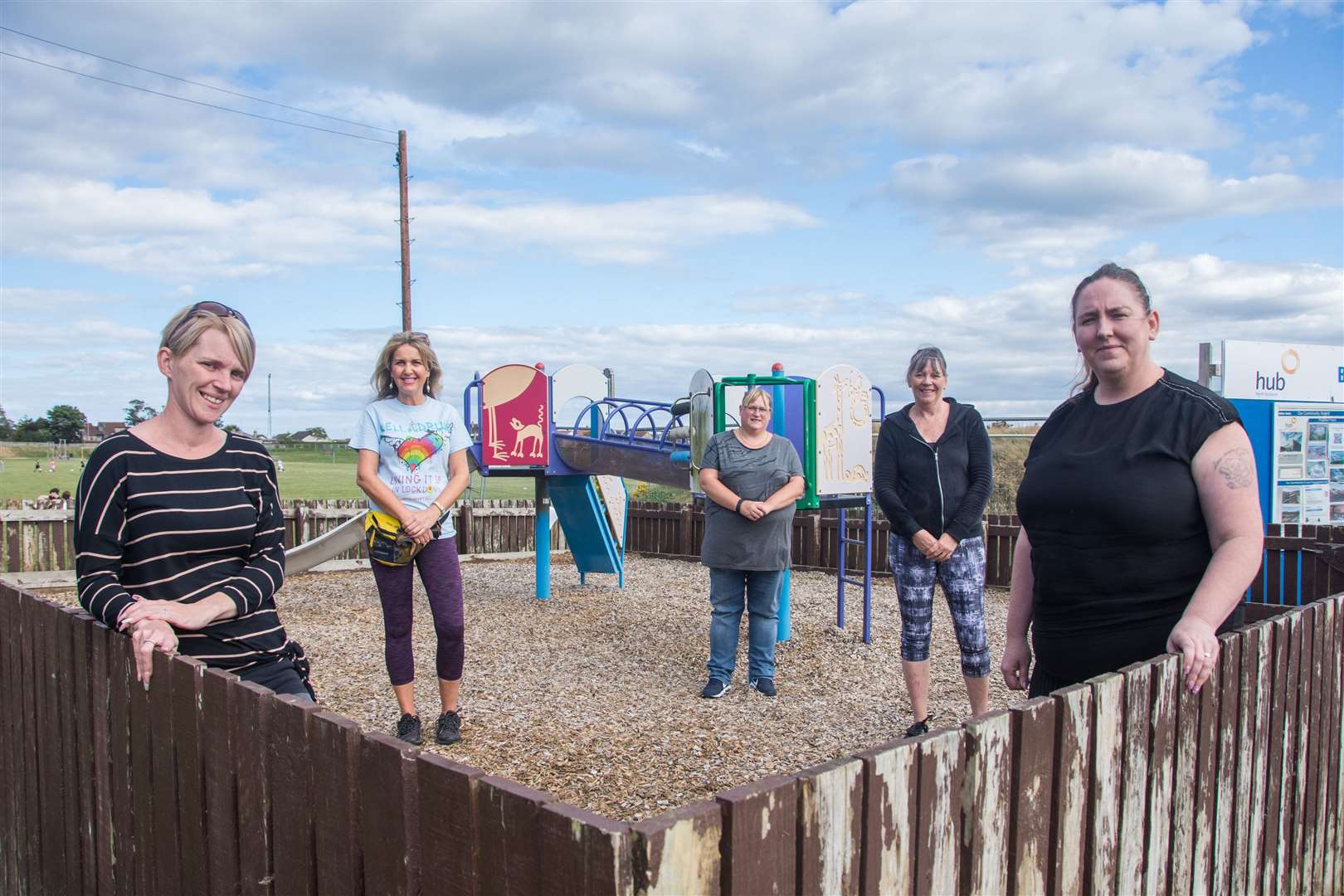 Some of the volunteers at the Rainbow Playpark, from left, Kirsty Middleton, Carolle Ralph, Lesley McLeod, Sandra Scott and Louise McBride. Picture: Becky Saunderson.