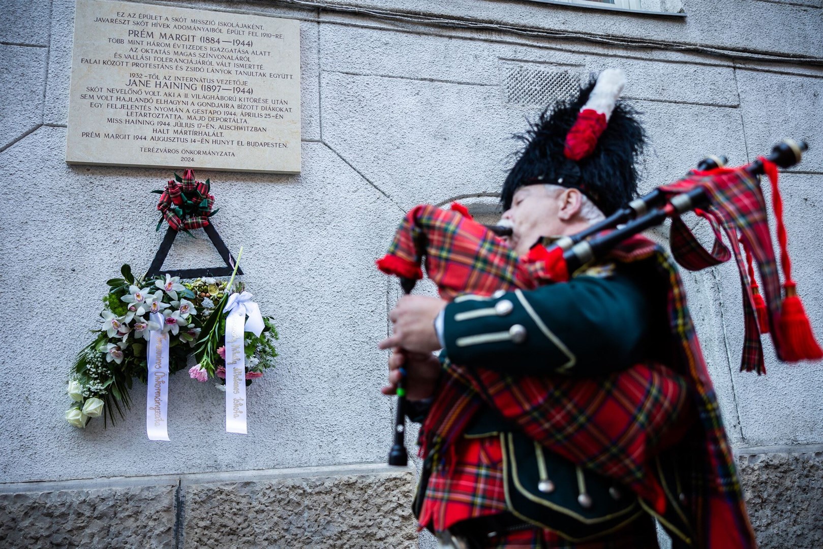 A piper at the ceremony in Budapest (Barta Balint/Church of Scotland/PA)