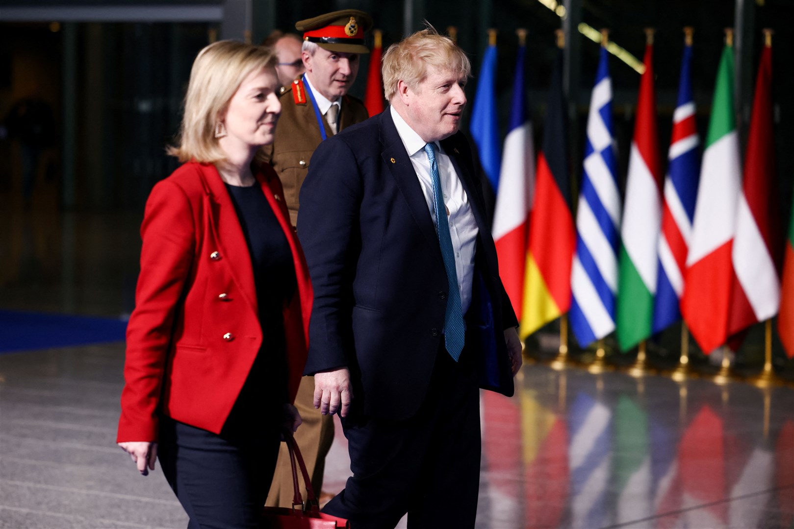 Prime Minister Boris Johnson with Foreign Secretary Liz Truss (Henry Nicholls/PA)