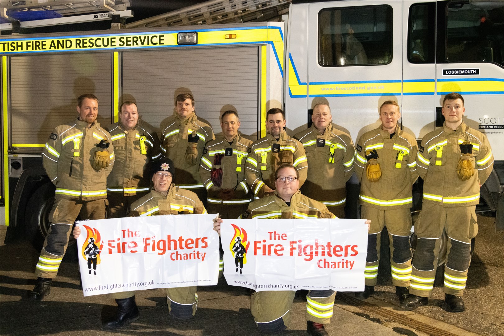 Firefighters at Lossiemouth Community Fire Station have raised more than £2000, which will be going to The Fire Fighters Charity, The Lossie 2-3 group, Hopeman Community Association and Duffus Village Hall. Picture: Beth Taylor