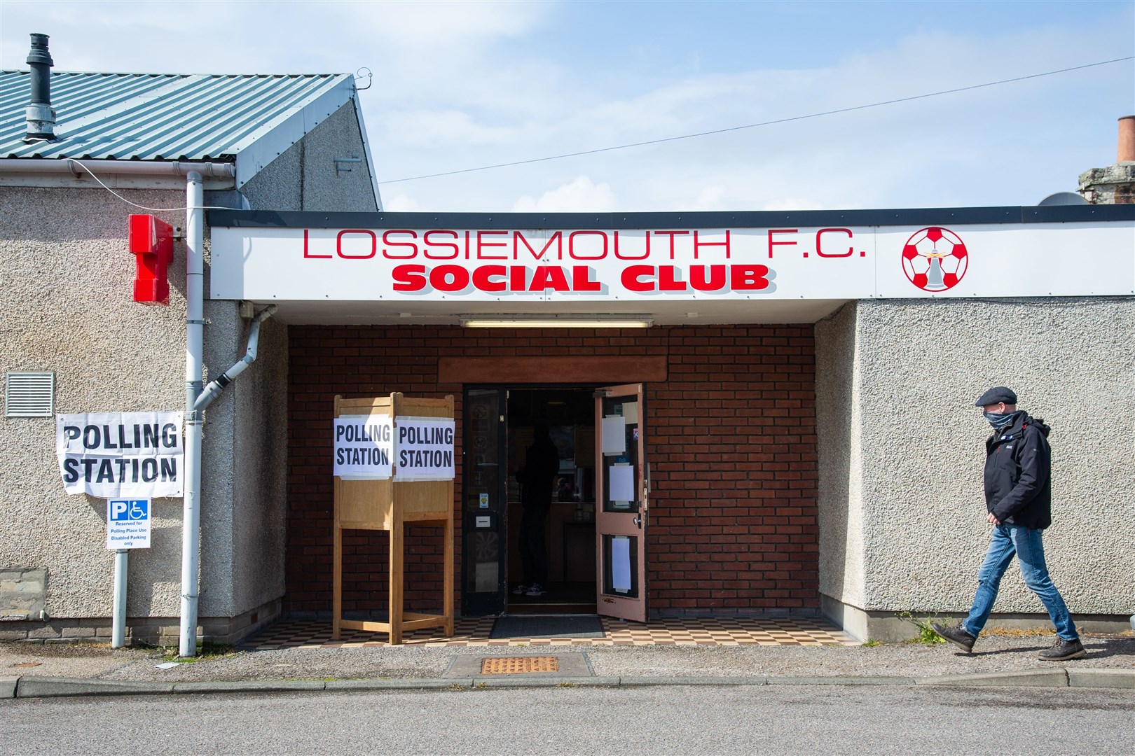 Lossiemouth FC Social Club. ..Scottish Election Polling Day 2021...Picture: Daniel Forsyth.....