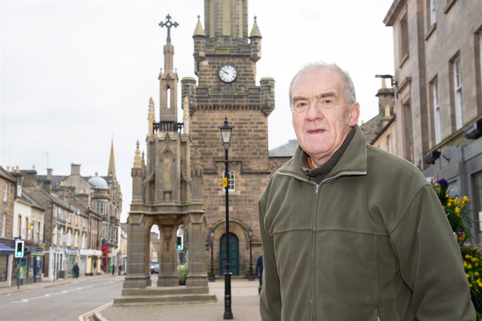Forres Councillor George Alexander at the town's Mercat Cross following the first phase of restoration...Picture: Daniel Forsyth..