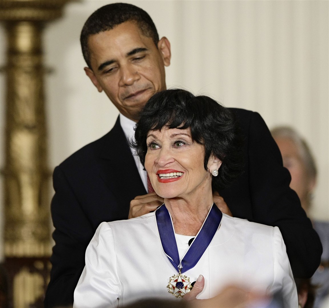 President Barack Obama presents the 2009 Presidential Medal of Freedom to Chita Rivera at the White House in Washington in 2009 (J Scott Applewhite/AP)