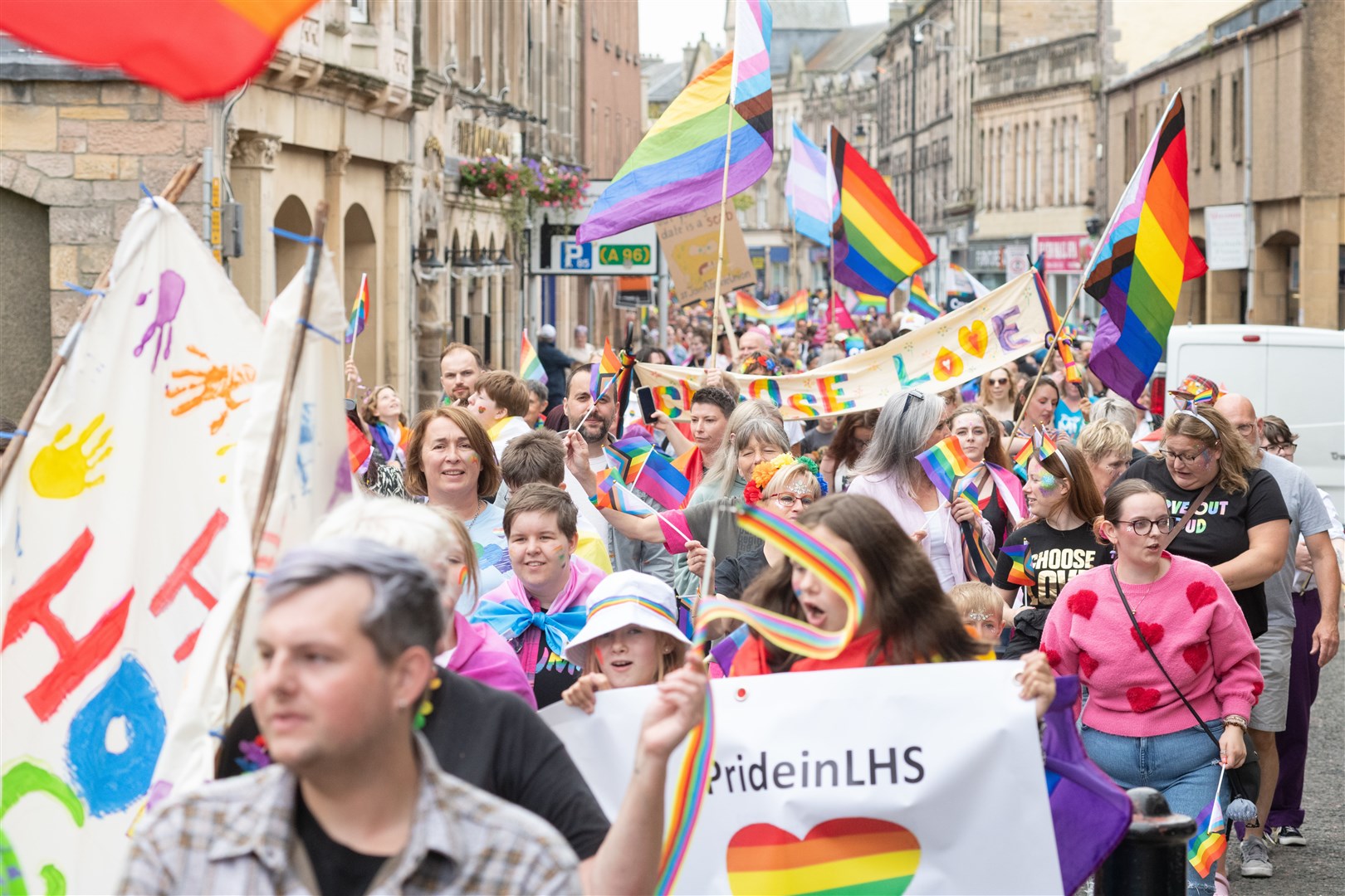 The Pride march from the Elgin Plainstones to Cooper Park last year. Picture: Daniel Forsyth
