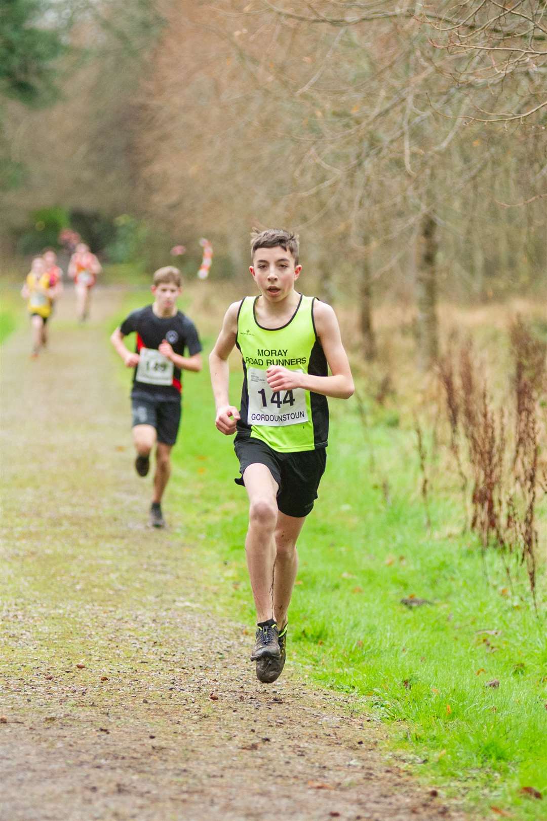 Moray Road Runners' Lewis Paterson finished the U15 Boys race in a time of 15:38 in 7th overall. Picture: Daniel Forsyth..