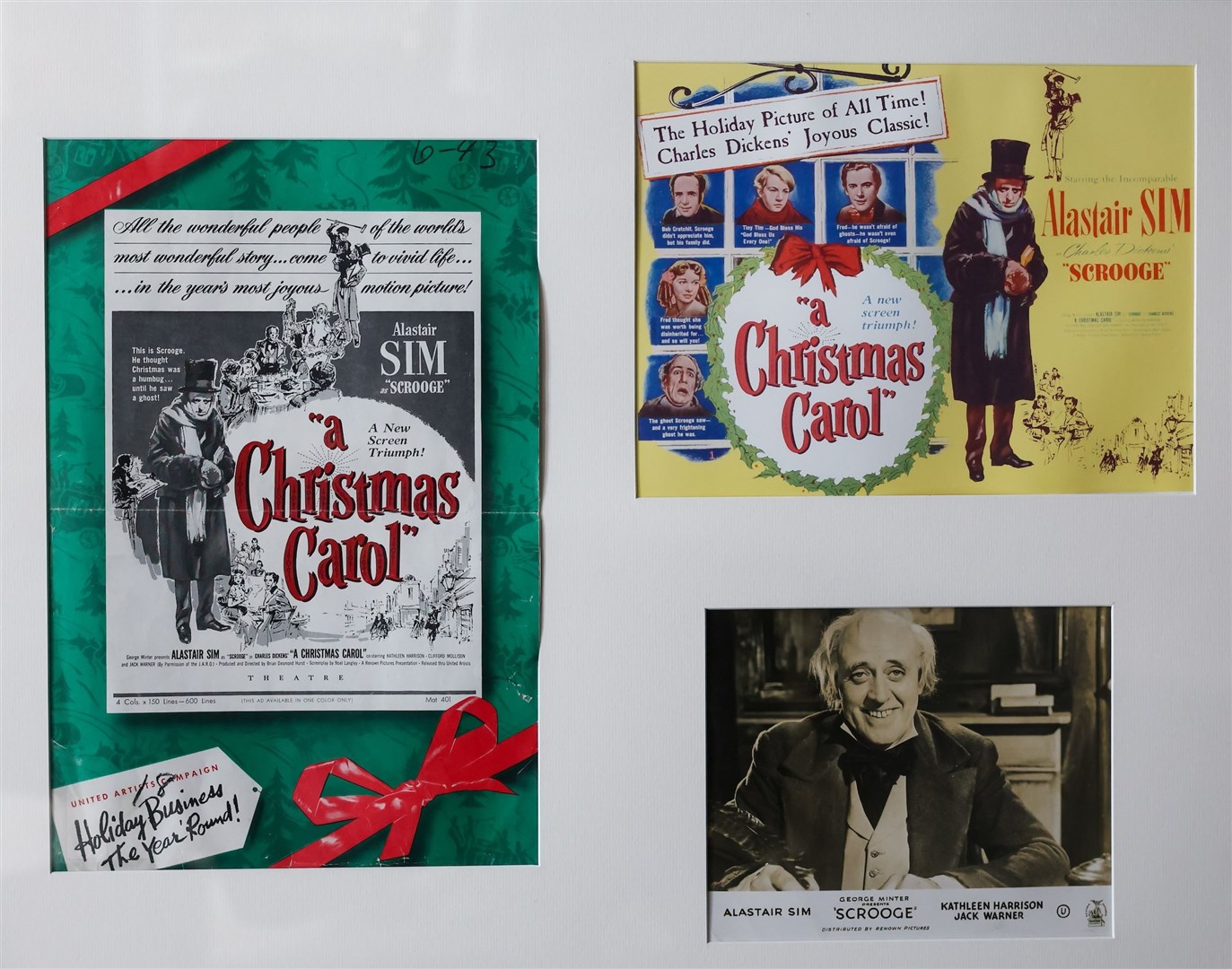 A selection of posters and an image relating to Scrooge, which was directed by Brian Desmond Hurst (Press Eye/PA)