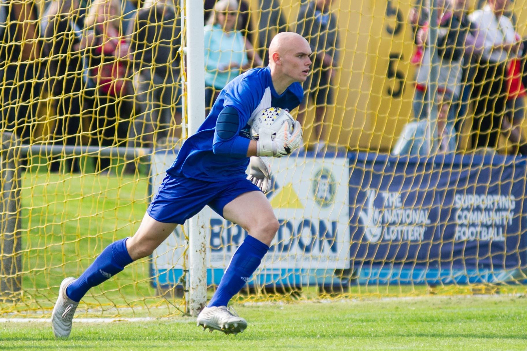 Lossiemouth keeper Logan Ross...Forres Mechanics FC (1) vs Lossiemouth FC (0) - Highland Football League - Mosset Park, Forres 28/08/2021...Picture: Daniel Forsyth..