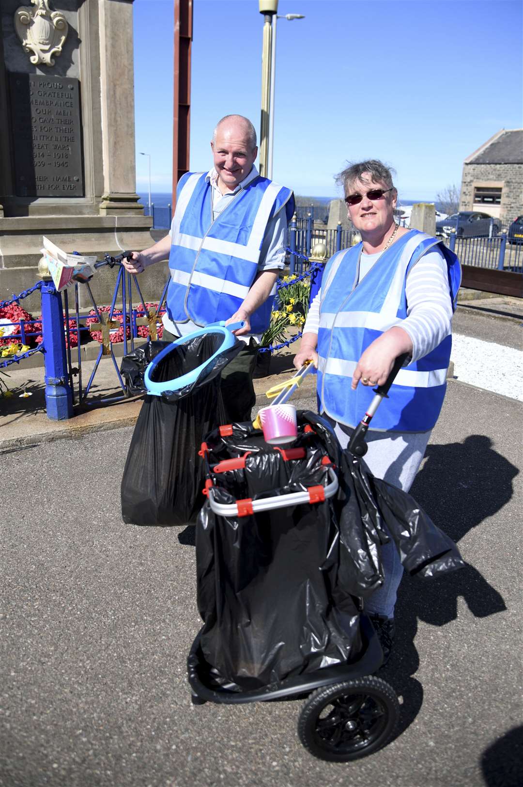 Getting busy with some litter picking are David and Maria Chambers. Picture: Becky Saunderson