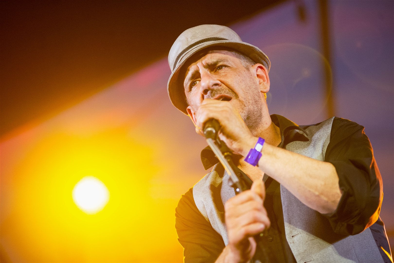 Andy Pennycuick, lead vocalist of Bombskare, closed the 2019 Speyfest festival on Sunday evening...Speyfest 2019...Picture: Daniel Forsyth. Image No.044527.