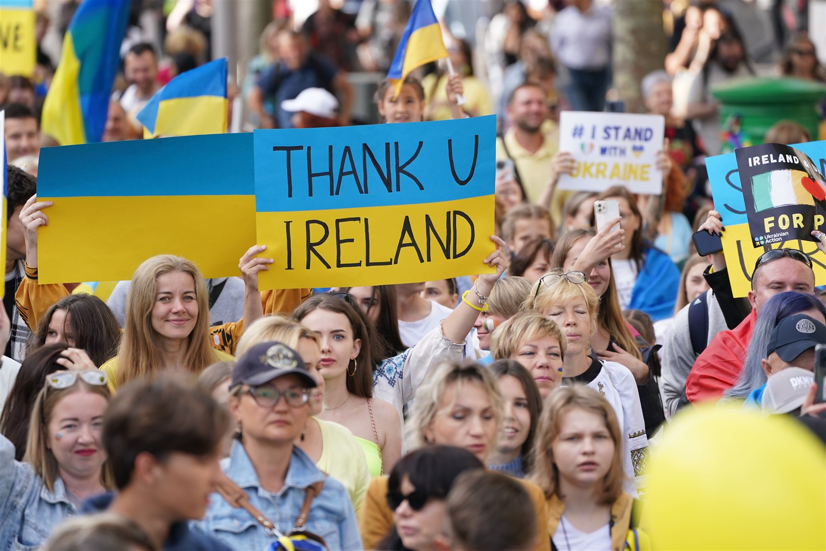 People gather for a Ukraine independence rally in Dublin last week (Brian Lawless/PA)