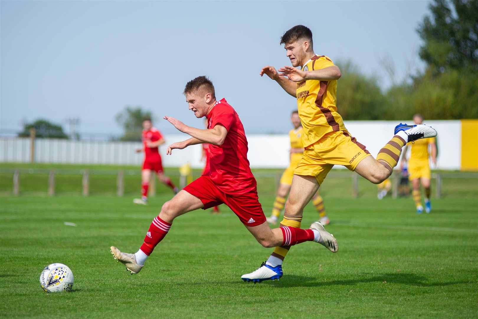 Ryan Sewell netted for Lossiemouth at Inverurie. Picture: Daniel Forsyth..
