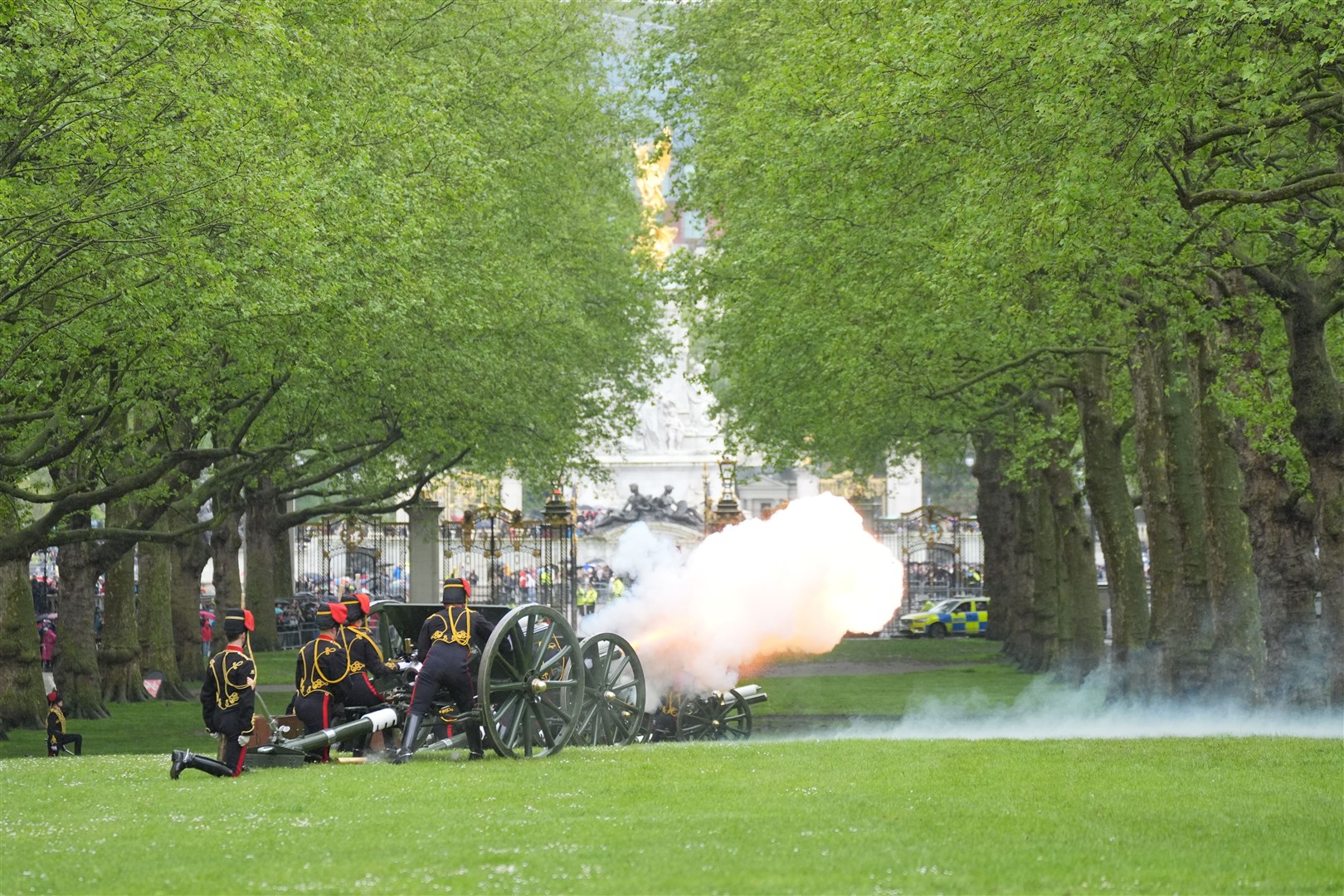 The gun salute in Green Park, London (Yui Mok/PA)