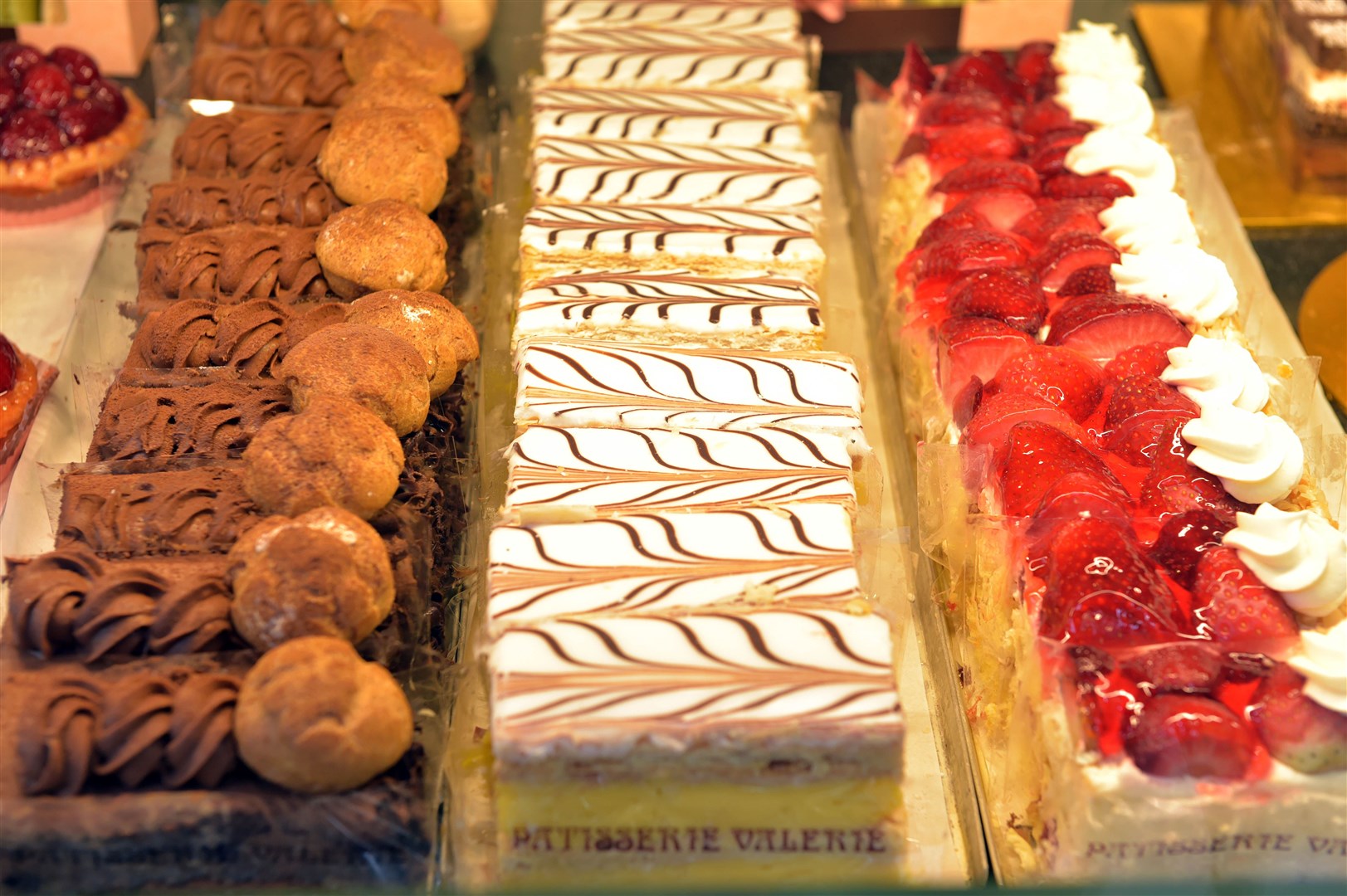 Patisserie Valerie cakes on display in a central London shop window (Nick Ansell/PA)