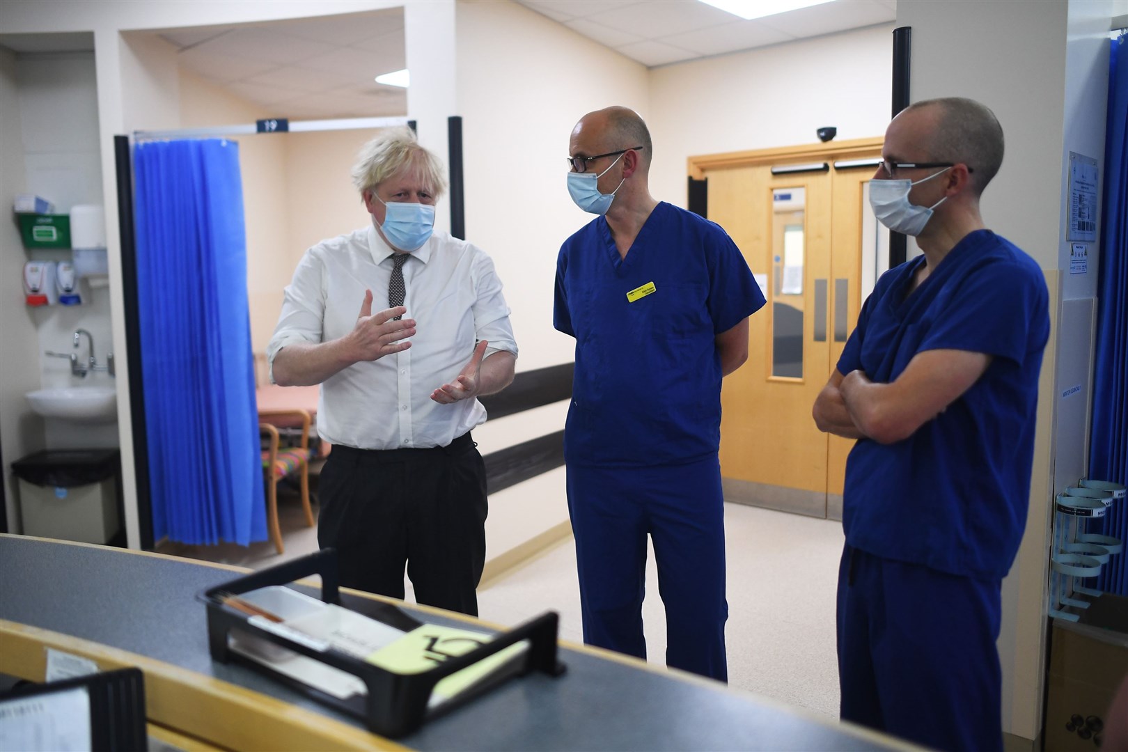 Boris Johnson during a visit to Hexham General Hospital in Northumberland (Peter Summers/PA)
