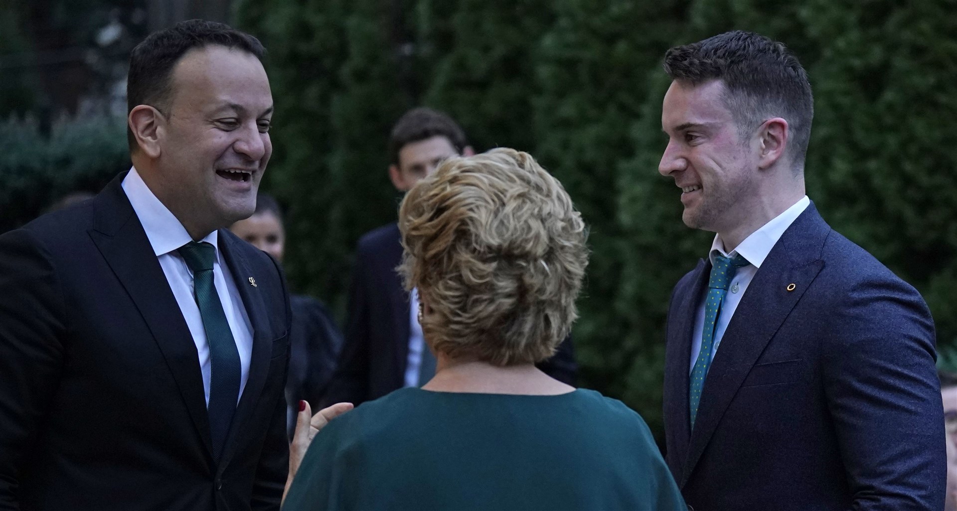 Mr Varadkar and his partner Matt Barrett arrive for a St Patrick’s Day Reception hosted by the Irish Embassy at the official residence of the Irish Ambassador Geraldine Byrne Nason, in Washington, DC (Niall Carson/PA)
