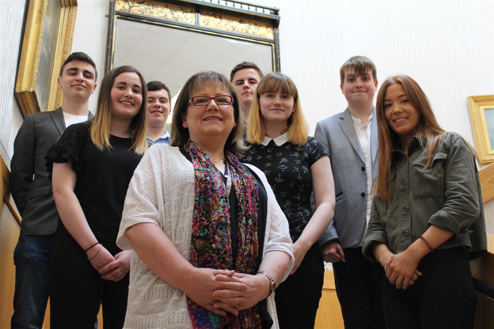 Councillor Sonya Warren with the Career Ready interns after their four weeks at Moray Council.