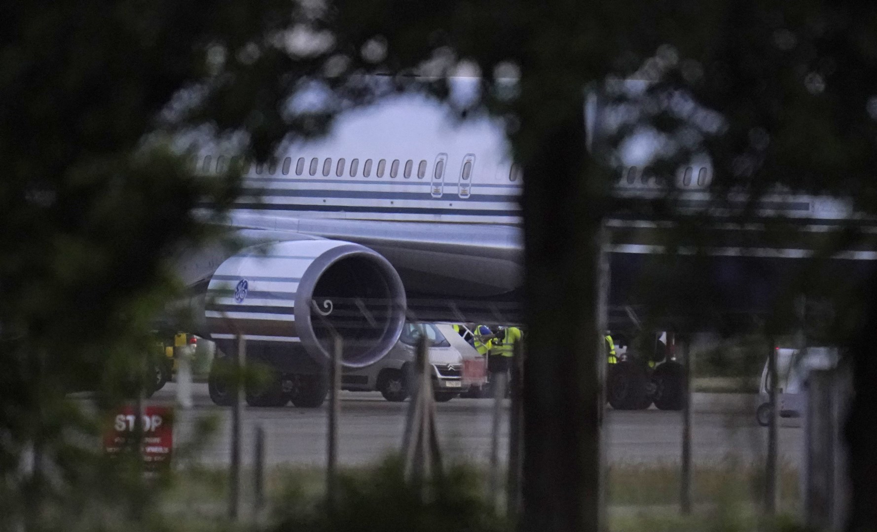 A Boeing 767 aircraft at MoD Boscombe Down, near Salisbury, which is believed to be the plane tasked with taking asylum seekers to Rwanda (Andrew Matthews/PA)