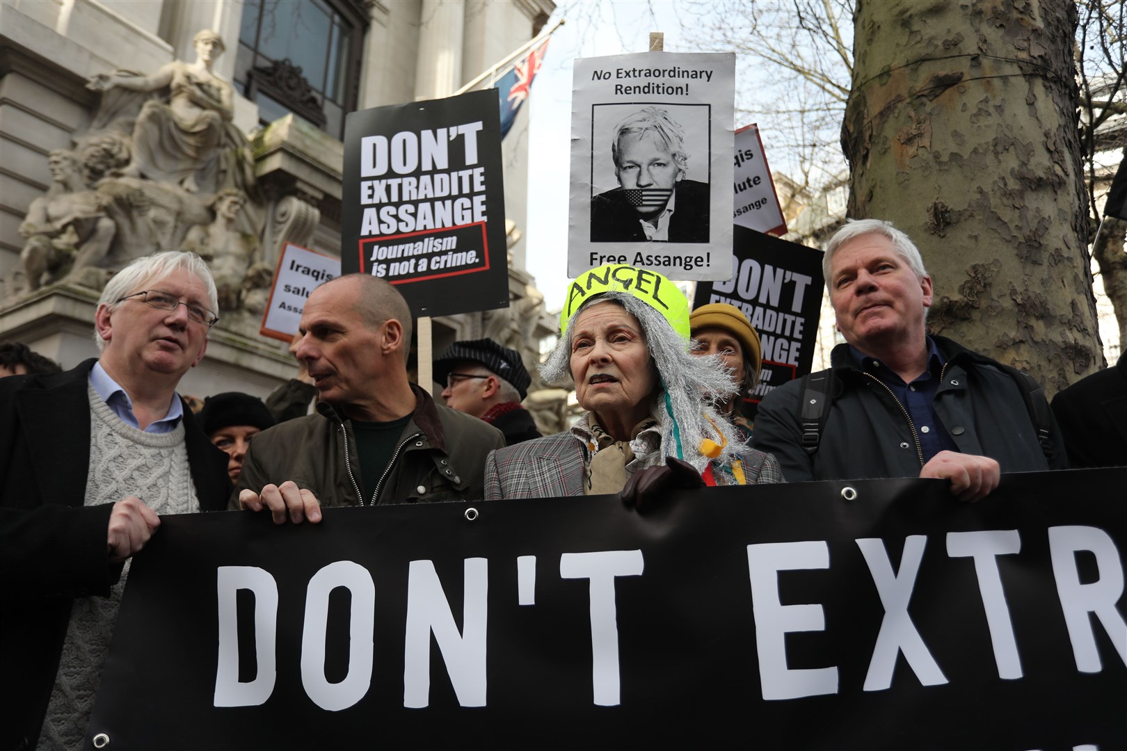 Dame Vivienne Westwood joins a march protesting against Julian Assange’s imprisonment and extradition (PA)