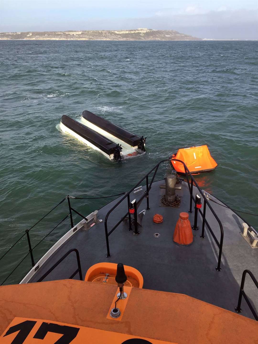 The Ocean Echo had capsized in heavy seas (Andy Sargent/RNLI Weymouth/PA)