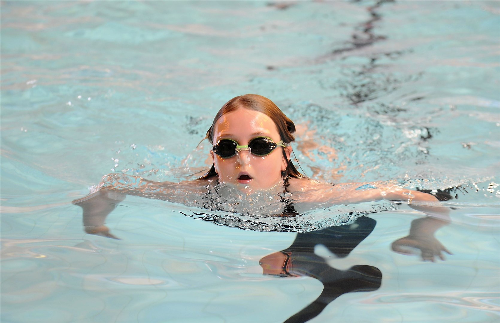 Paige Johnston completes her final few lengths in the pool at Keith. Picture: Becky Saunderson